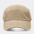 Vooraanzicht van khaki gewassen katoenen honkbalpet met retro distressed textuur details - Verstelbaar / Khaki