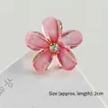 Mini molletta per capelli a fiore rosa 2cm con glitter aurora e cristallo - Rosa