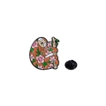 Spilla bradipo in smalto con motivi floreali e chiusura in gomma nera sul retro - Stile Fiori di Ciliegio Rosa (CZ1015-4)