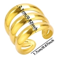Detail view of gold curved ring with 2.1cm height and 1.7cm opening dimensions - Three-layer Multi-circle Open Style / Gold