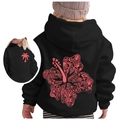 Kids black Chasing Sunsets hoodie featuring tropical pink hibiscus flower print - Tops / 100cm / Black