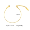 Detailed specs of 0.8mm gold stainless steel wheat chain bracelet with 17+5cm length - Fine Snake Chain Style (HW-06 Gold)