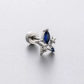 Orecchino a stella in argento con pietra marquise blu e zirconi su sfondo grigio - Stile Stella Pietra Marquise Blu (A87-4#)