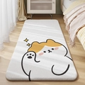 Cartoon orange-eared waving cat plush rug for bedroom decor on wooden floor - Stay Cute Cat
