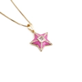 Collana placcata oro 18k con ciondolo a stella marina rosa e pietre di zircone - Rosa