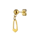 Golden titanium steel ball stud earring with a dangling hollow heart pendant design - Geometric Heart Style (No. 18) / Gold