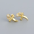 Pair of gold-finished s925 silver dagger stud earrings with sparkling crystals - 925 Silver / Gold