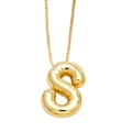 Chic golden balloon letter S pendant necklace with box chain for women fashion - Letter S