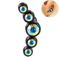 Curved ear crawler piercing with five graduated Aurora Borealis crystals on black steel base - Black - AB Zircon Curved