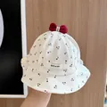 Cute white baby sun hat with red cherry print and decorative bow for infants - 8 Months-3 Years (46-50cm) / 21 Cherry (Cherry Print)