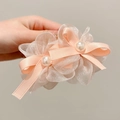 Pince à cheveux fleur en organza rose avec perles crème et nœud pour femmes - 2# Nœud Rose Orange 4 Fleurs 7*12cm / Orange Rose