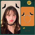Halloween black bat headband with glitter finish on springs for party costumes - Bat Style