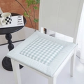 Linen patchwork chair cushion in light green and white plaid with secure tie-down straps - Light Green