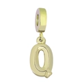 Minimalist gold titanium steel letter Q pendant with polished finish and bail - Letter Q