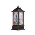Detail of vintage bronze Christmas lantern with colorful snowman and pine tree prints - Snowman Style / 1 Piece