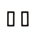 Detail view of matte black rectangular hollow stud earrings made of stainless steel - Rectangle / Black
