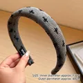 Thick grey sponge headband featuring black butterfly embroidery and 13cm inner diameter - Bow Texture Style / Gray
