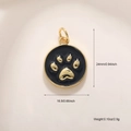 Détails d'un pendentif rond doré en forme de patte avec dimensions et poids indiqués - A622 Empreinte de Patte Noire