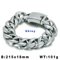 Bracciale a catena cubana pesante 18mm da uomo in argento lucido lungo 215mm - Argento Lucido KB44584-D