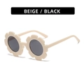Kids flower sunglasses with beige frames and black lenses for a stylish summer look - Matte Milky White Frame Grey Lens