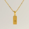 Golden stainless steel square pendant necklace featuring a sandblasted texture letter P - Letter P