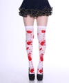 White over-knee Halloween socks with red bloodstains and handprint design for cosplay - One Size / Blood Handprint 4#
