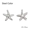 Pendaglio stella marina in acciaio inossidabile 22x19mm per creazione gioielli fai-da-te - Colore Acciaio - Stella Marina (Grande) / 22x19mm