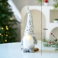 32cm lighted Christmas gnome with silver sequin hat and warm glowing beard on wood base - Short Leg Glowing Style / Silver Short Leg Gnome