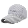 Light gray breathable mesh baseball cap with ASDU 3D embroidery and long brim - Light Gray