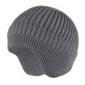 Winter gray knit beanie with ear protection and thick thermal lining for outdoor riding - Ear Flap Style-Unlined / Gray