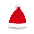 Gorro de Papá Noel de punto grueso en rojo y blanco con pompón suave para fiestas de Navidad - Talla única / Rojo Niño