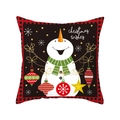 Christmas snowman throw pillow cover with black buffalo plaid border and festive wishes - TQR31-27/Christmas Wishes Hatty Snowman