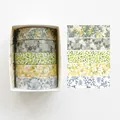 Five-roll floral washi tape set featuring yellow, green, and purple botanical prints - Spring Blossoms-8
