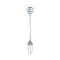 Creative 304 stainless steel dessert fork featuring a blue moon and gold star pendant - Silver Fork Blue Moon Pendant