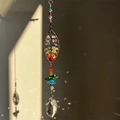 Handmade tree of life crystal suncatcher with colorful stones and clear teardrop pendant - Leaf Tree of Life