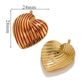 Golden and red enamel heart charms in leopard pattern style measuring 24mm by 28mm - Stripes-Red