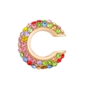 Golden C-shaped ear cuff featuring a vibrant array of multi-colored sparkling gemstones - Outer Diameter 1.6cm / KC Gold - Multi-color (057)