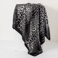 Classic black and white leopard print satin square scarf with silky texture and drape - Black White Grey Leopard (No.33)