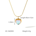 Detail of 18k gold heart necklace with moonstone dimensions and weight measurements - Gold Iridescent Heart (HC-N40303)