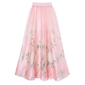 Jupe longue fleurie rose en mousseline semi-transparente avec taille élastique pour plage - Taille unique / Jupe en Maille