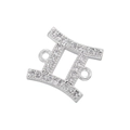 Detailed close-up of silver Gemini zodiac connector with micro-pave white cubic zirconia - Silver Gemini