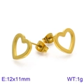 Minimalistische holle hart oorknopjes van goudkleurig titanium staal 12x11mm - Goud
