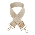 Adjustable beige jacquard shoulder strap with golden hooks and geometric pattern - Beige