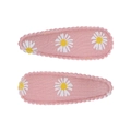 Lot de deux barrettes roses à motif marguerites pour filles avec bord festonné - Pince Broderie Marguerite (Lot de 2) / Rose-Marguerite Blanche