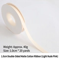 Matte light pink cotton ribbon 1.0cm wide for flower bouquets and gift wrapping - Double-sided Matte Cotton / 1.0cm Wide * 20 Yards / Light Flesh Pink