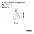 Detail showing pink teardrop zircon charm with rhodium plating for DIY jewelry making - Silver Base-Pink