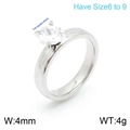 Silberfarbener Titanring mit 4mm quadratischem Zirkon, minimalistischer Stil für Paare - US 6 / Einzigartiger Gehämmerter Stil (KR100650-K) / 4mm / Stahlfarbe