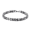 Zilveren Byzantijnse stijl titanium stalen kettingarmband met een klassieke karabijnsluiting - Staalkleur 5mmkb91940-z / 21cm