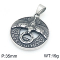 Ciondolo medaglione aquila vichinga vintage con finitura argento e rune nordiche e Valknut - Stile C Solo Pendente (KP117364-MZOZ)
