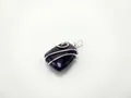 Handmade wire wrapped purple crystal pendant in silver finish with minimalist design - Silver Purple Crystal